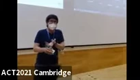 A very blurry screencap from zoom of me doing my talk. At the bottom is the name of the zoom account broadcasting the footage: 'ACT2021 Cambridge'.