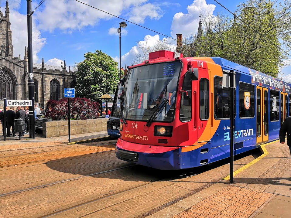 Trams at the cathedral