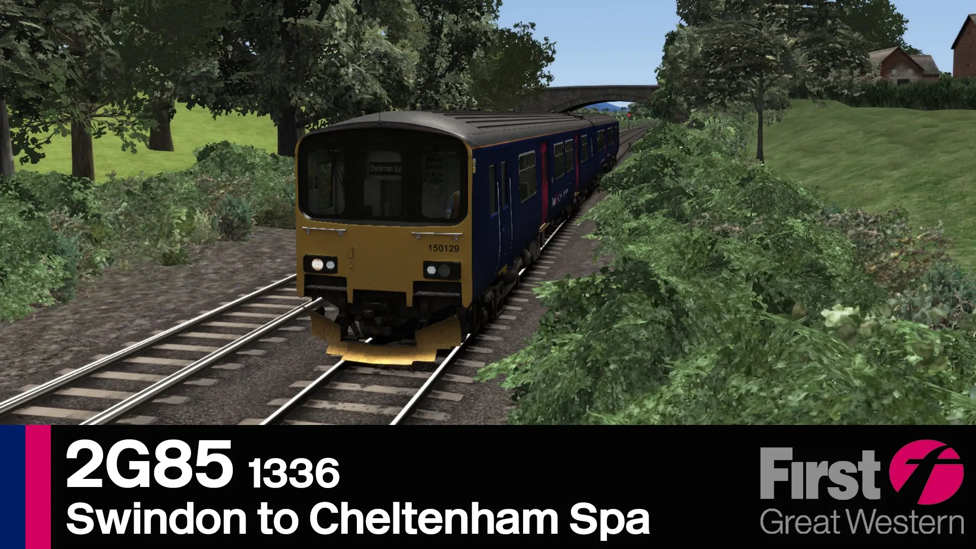 A First Great Western Class 150/1 travels towards Cheltenham Spa.